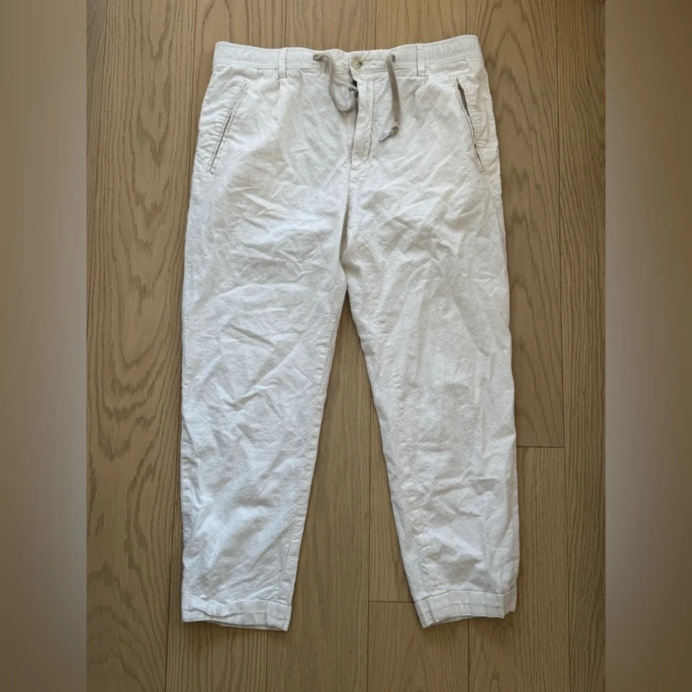 MNG Man Sustainable Linen-Blend Drawstring Pants Beige Size 34